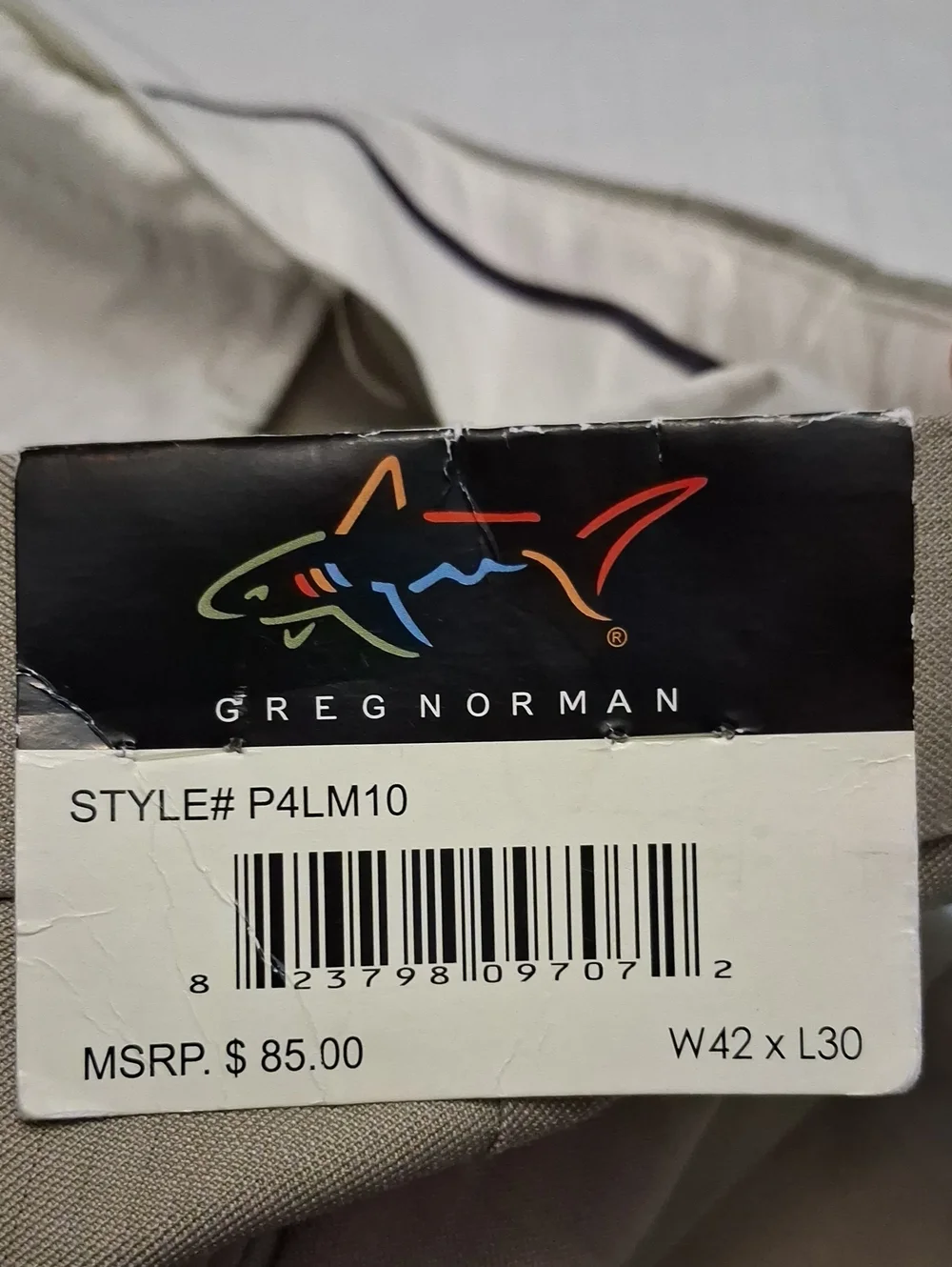 Greg Norman Size W42×L30 Men's Performance Tan Khaki Slim-fit Dress Pants.